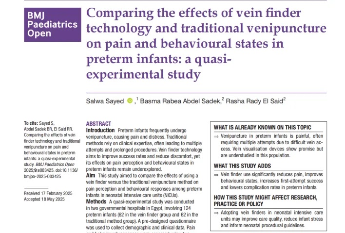 How Infrared Vein Finder Technology Improves Infant Care: Insights from a Clinical Study
