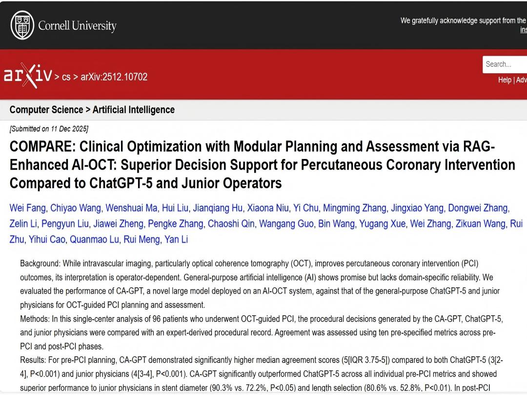AI Redefines PCI Decision Support in Cardiology